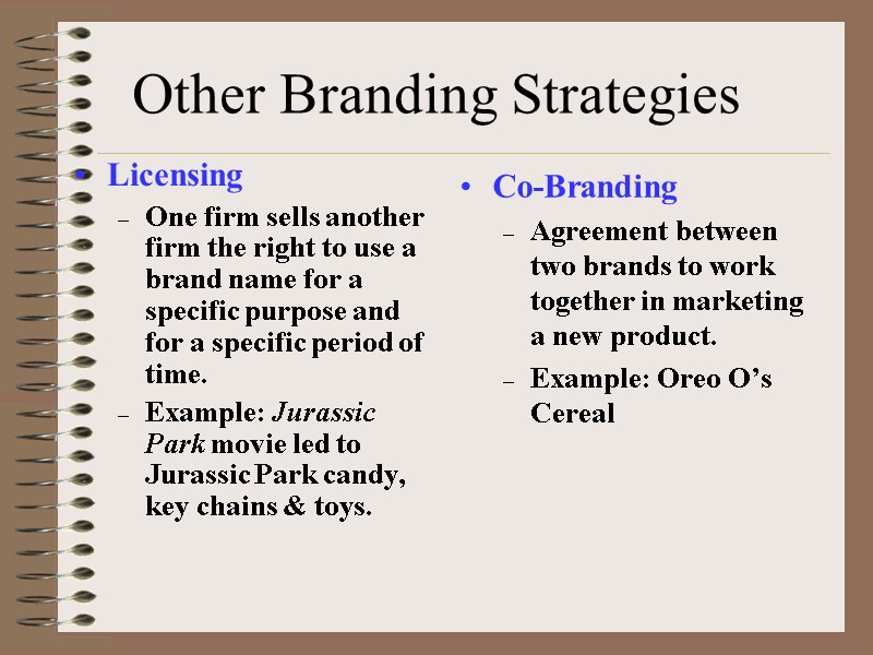 Other Branding Strategies Licensing One firm sells another firm the right to use a